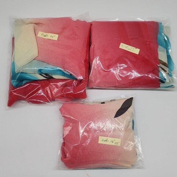 Large Print Chiffon Fabric Tulips Blue Salmon White 12 Yards 55" Wide 3 Pieces - Picture 2 of 8